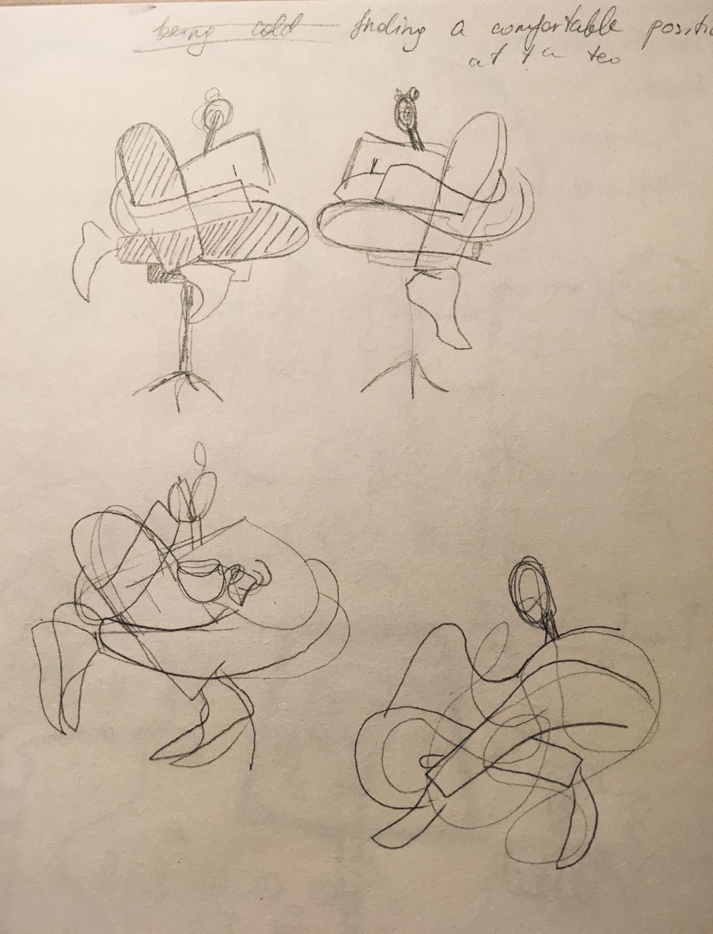 Struggle to find a comfortable way of sitting cross legged on small chair - image 1 - student project