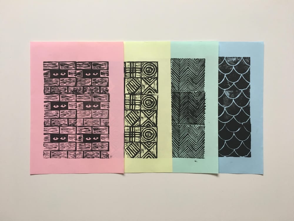 Geometric Linocut Patterns - image 7 - student project