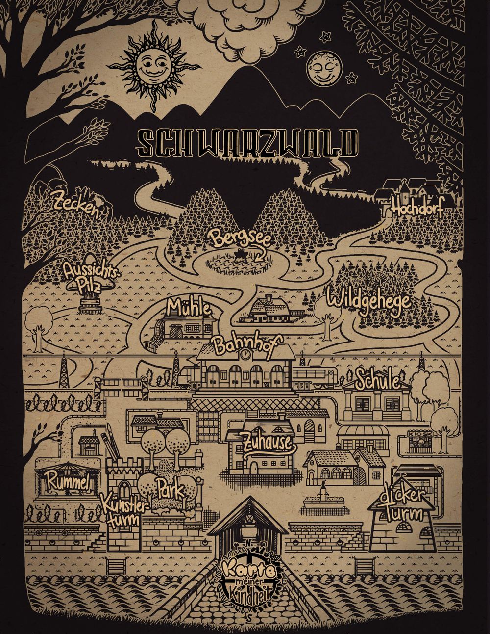 Map of my (idealized) hometown. WIP - image 1 - student project