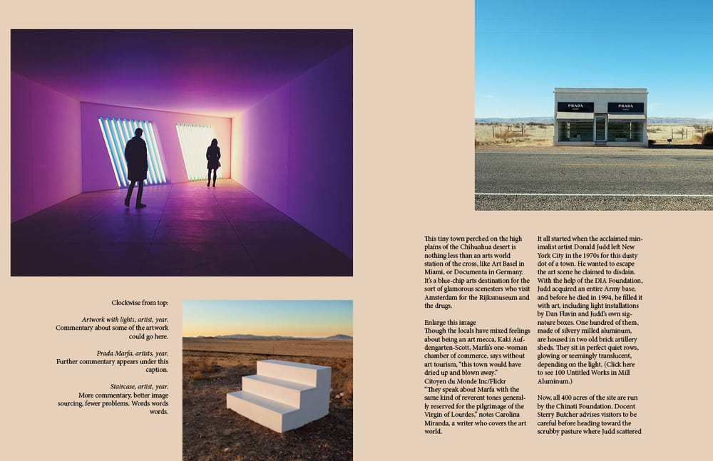 Magazine Layout: Contemporary Art in Marfa, Texas - image 4 - student project