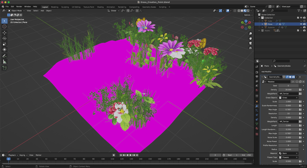 Blender Geometry Nodes for Beginners - Foliage Scatter - image 1 - student project