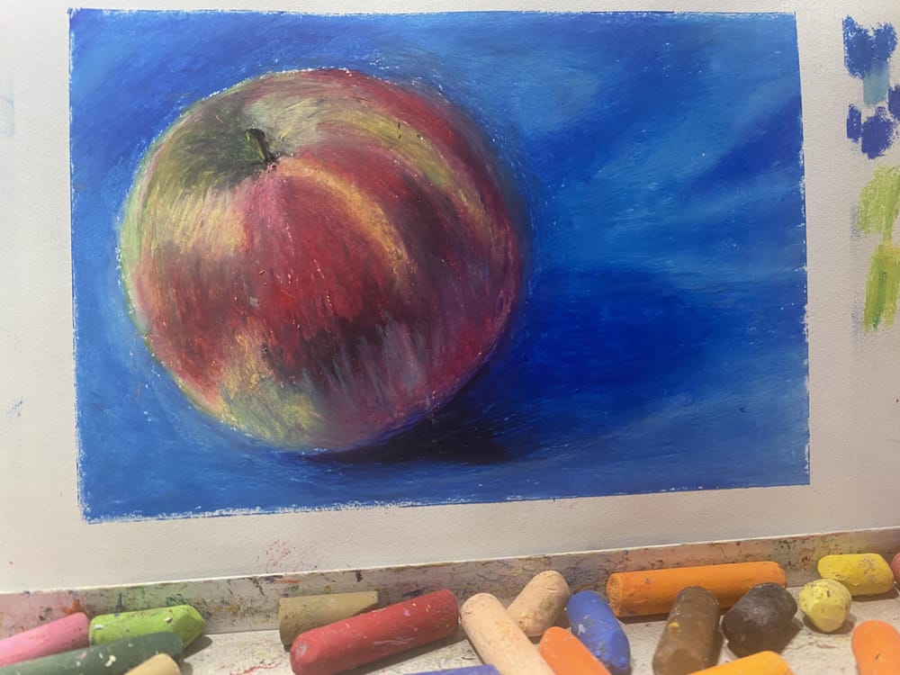 Oil pastel apple - image 1 - student project