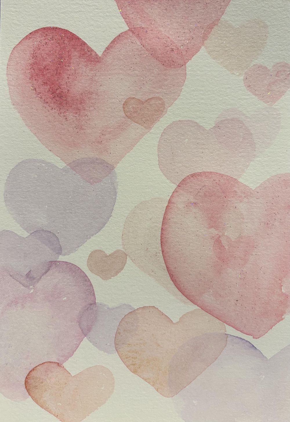 Watercolor hearts - image 1 - student project