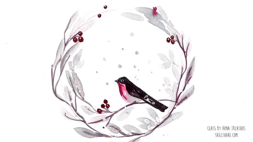 Watercolor Winter Wreaths {Sample Project} - image 3 - student project