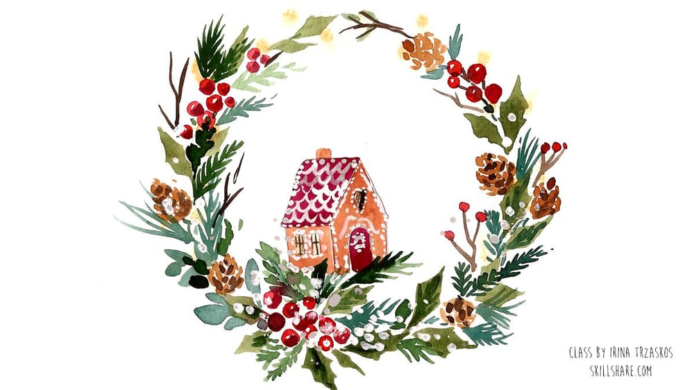 Watercolor Winter Wreaths {Sample Project} - image 2 - student project