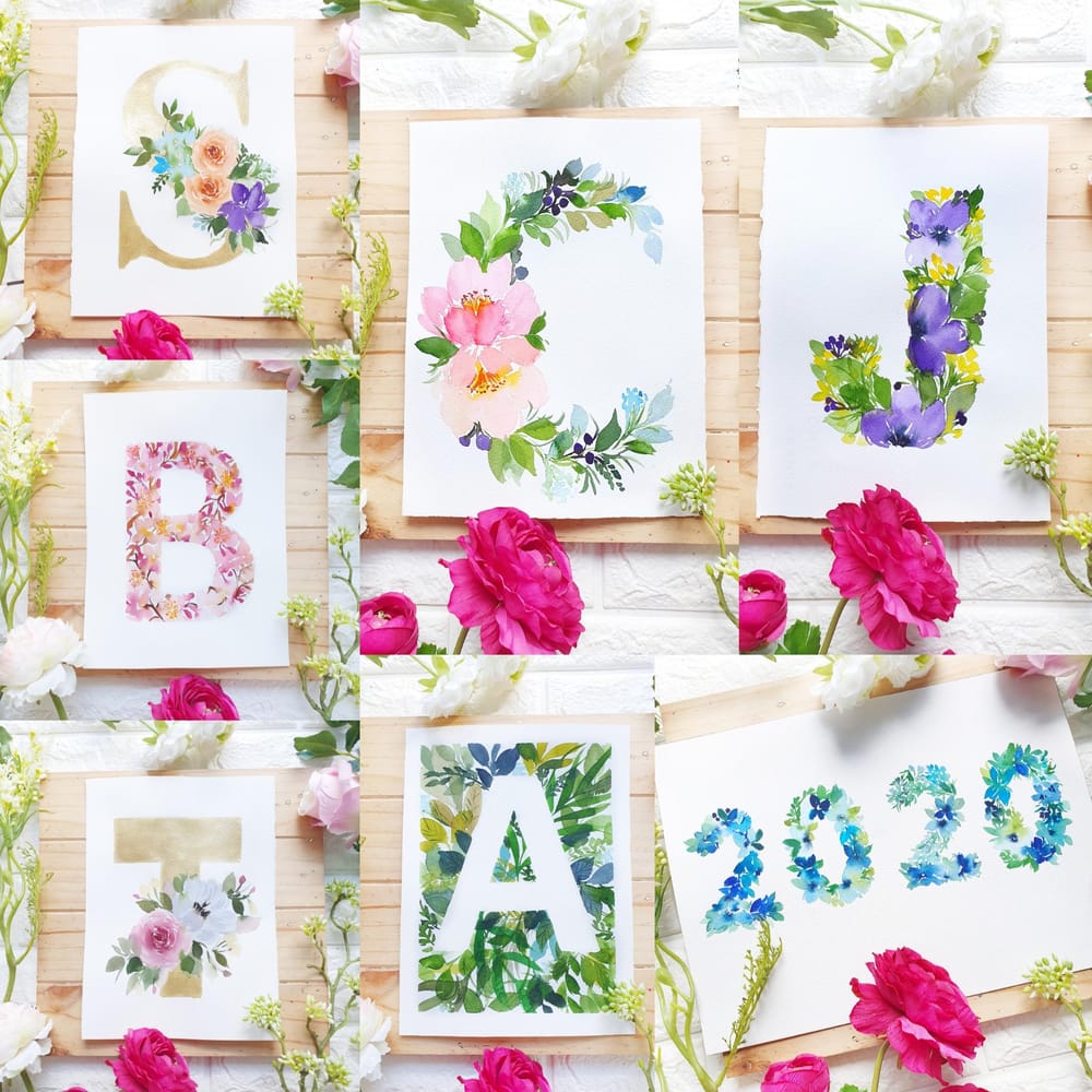 Watercolor Floral Letter Projects - image 2 - student project