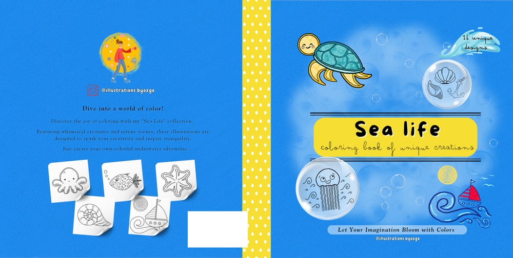 Sea life: coloring book of unique creations - image 1 - student project