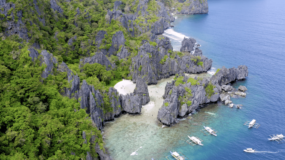 Aerial fly over of Secret Beach, El Nido in Palawan, Philippines - image 1 - student project