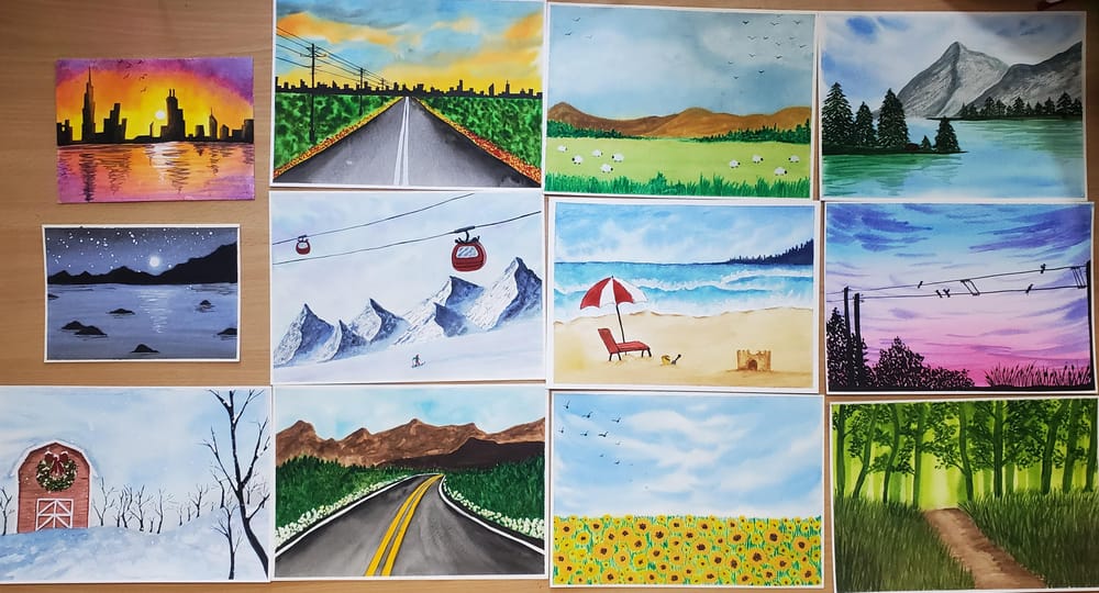 30 Days Of Watercolor Landscape Paintings 4 Parts Abstract Art Sanika