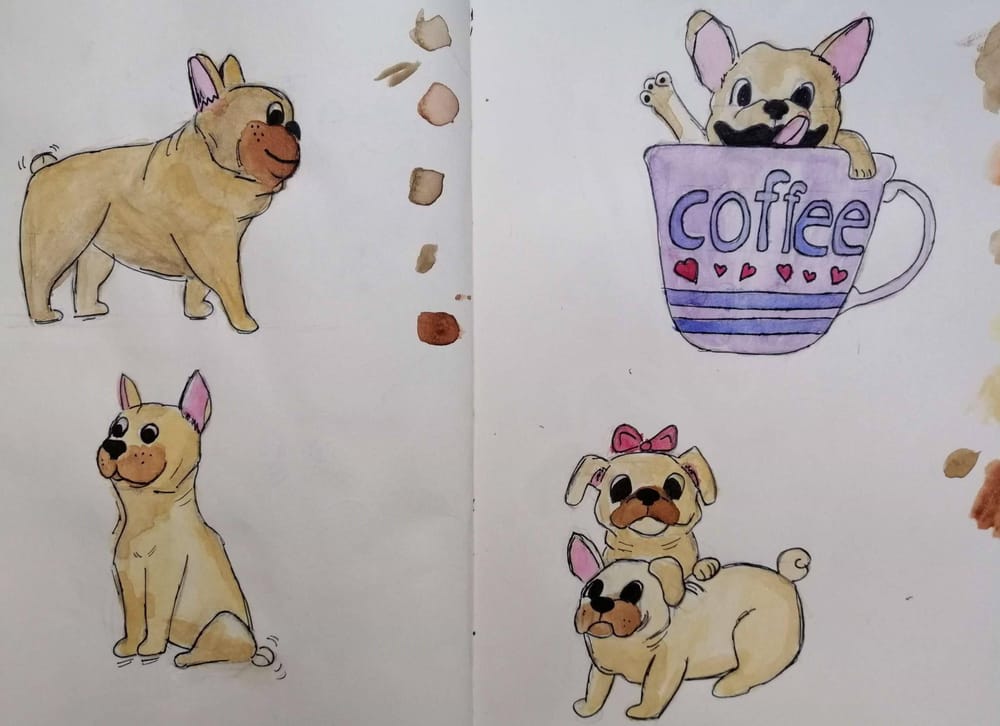Watercolor pugs - image 5 - student project
