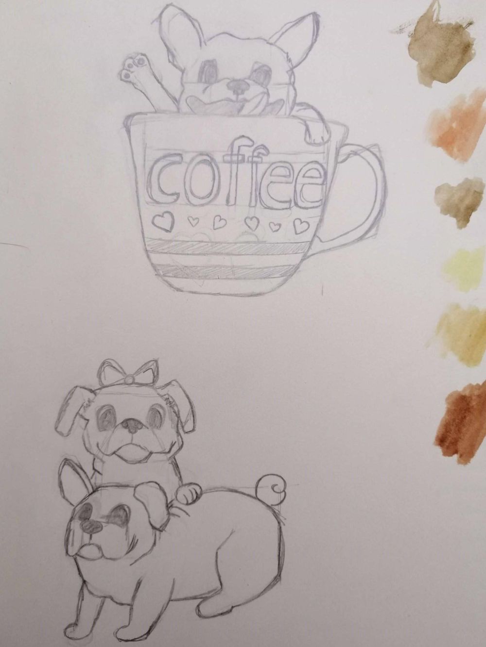 Watercolor pugs - image 3 - student project