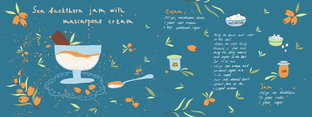 Food Illustration: sea buckthorn jam with mascarpone cream - image 2 - student project