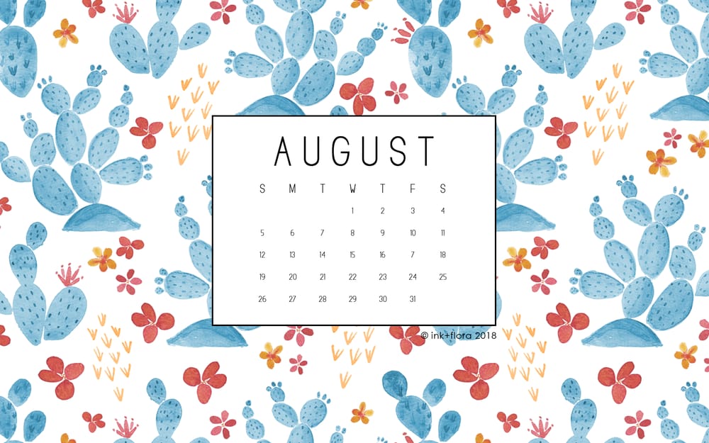 AUGUST 2018 FREE DESKTOP CALENDAR DOWNLOAD - image 1 - student project