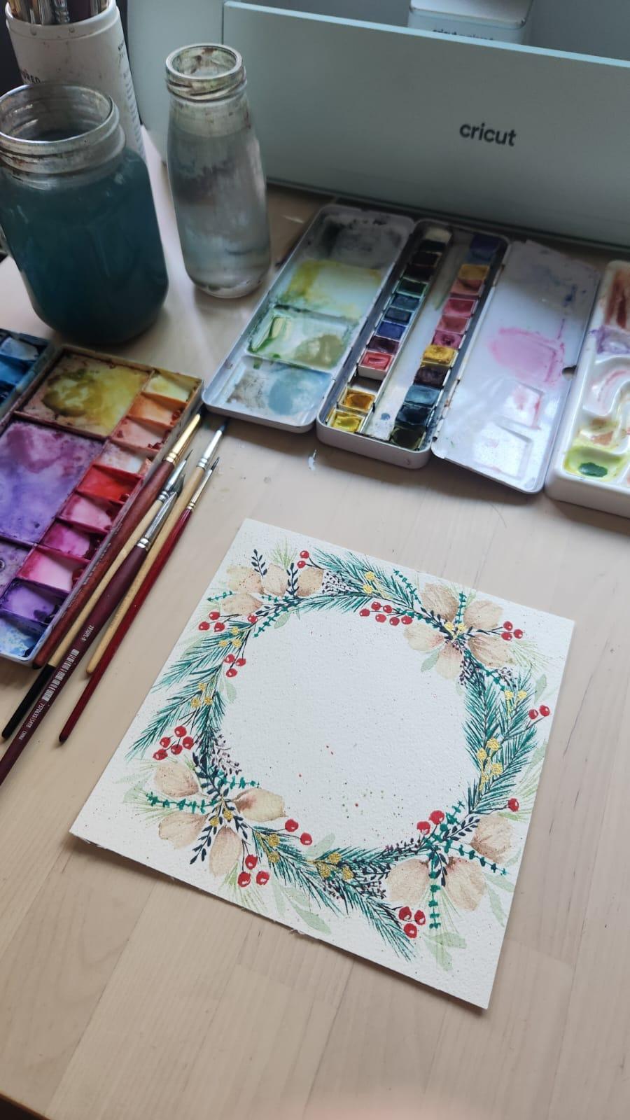 Watercolor Christmas Wreath - image 1 - student project