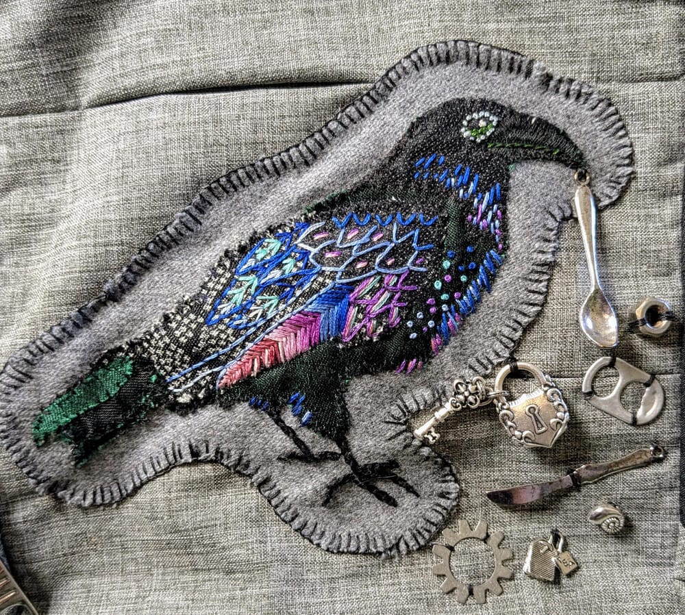 Raven Applique with Embroidery - image 1 - student project