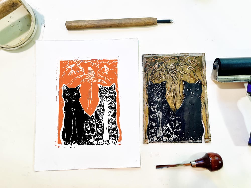 Puzzle Block Linocut Printmaking - image 1 - student project