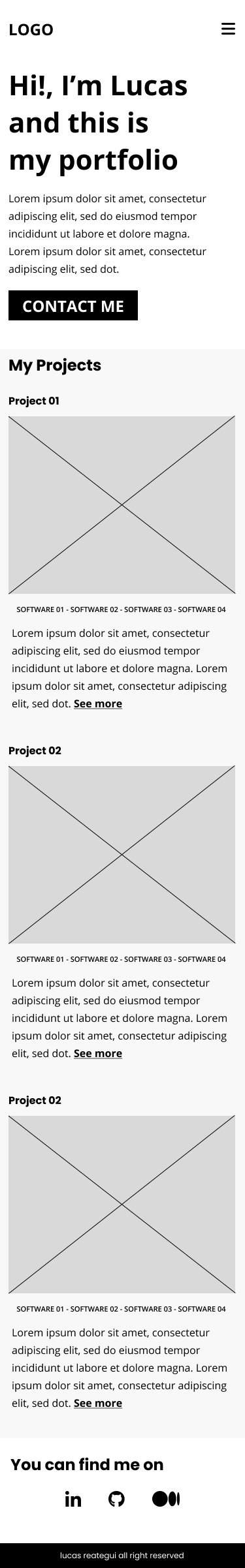 Wireframe of my portfolio - image 2 - student project