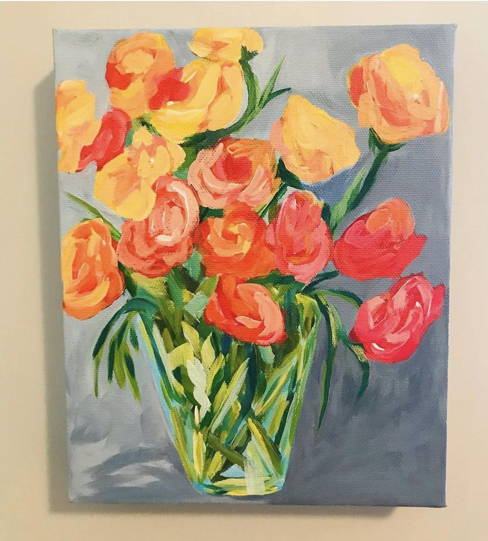 Impressionistic flowers in a vase - image 1 - student project