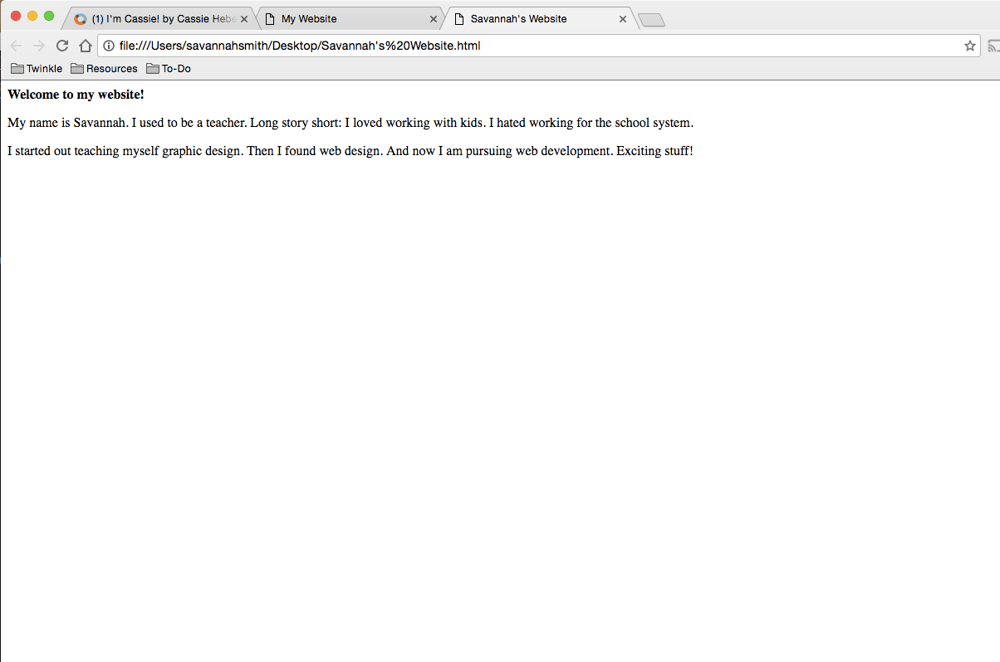 SAVANNAH'S WEBSITE - image 1 - student project