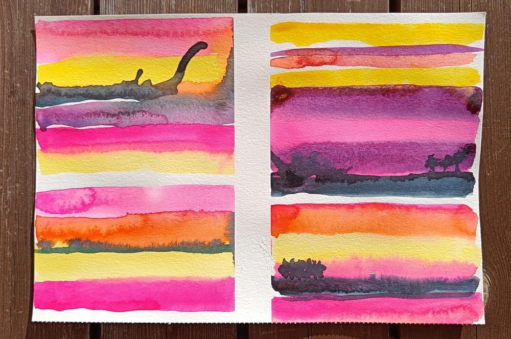 Watercolour sunsets - image 2 - student project