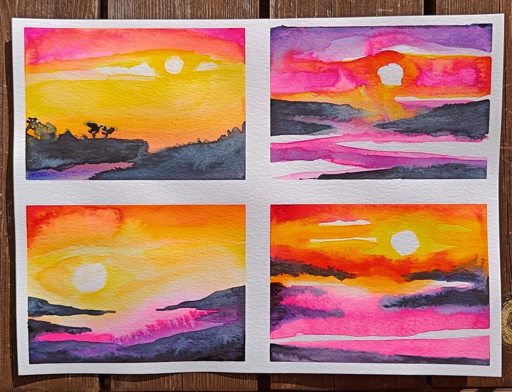 Watercolour sunsets - image 3 - student project
