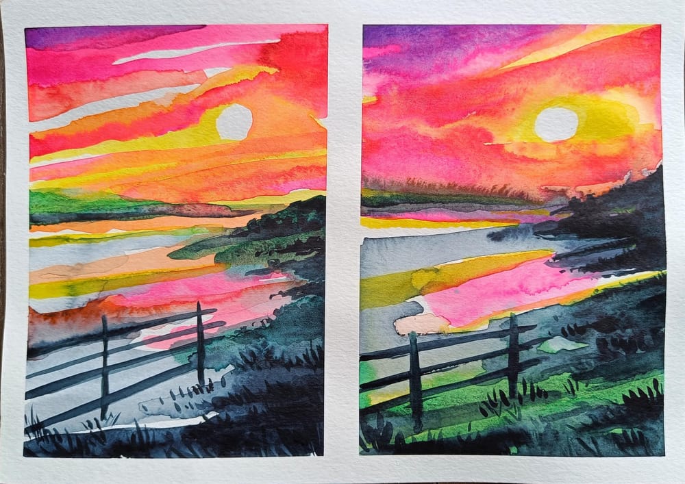 Watercolour sunsets - image 5 - student project