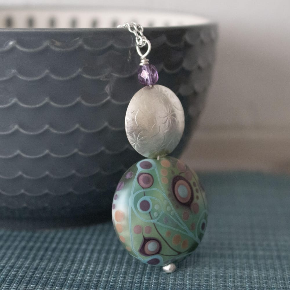 Daisy and Lampwork Pendant - image 1 - student project