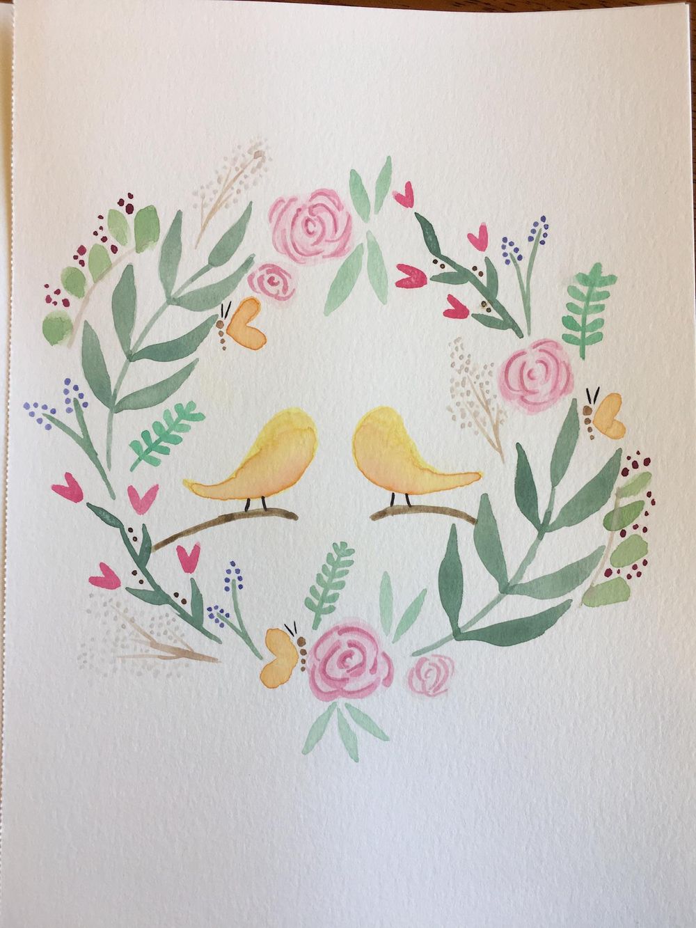 My first watercolor wreath - image 3 - student project
