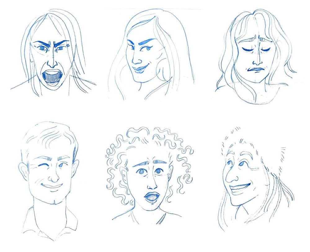 Facial Expression Pencil Sketches - image 1 - student project