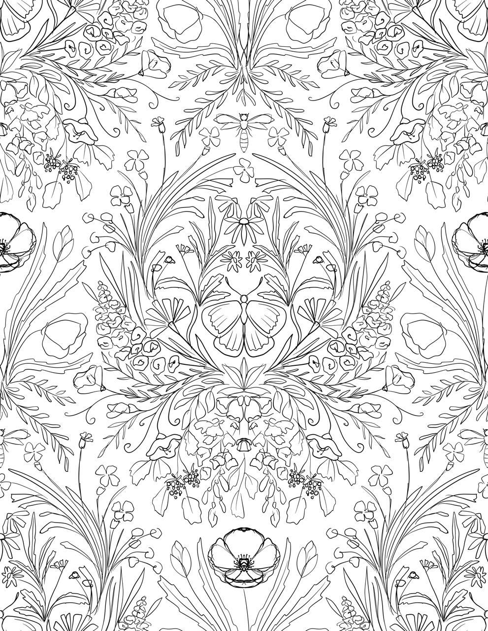 Wildflower Botanical Damask Pattern - image 1 - student project