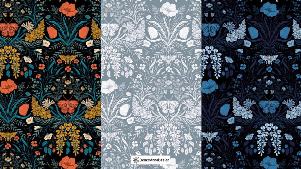 Wildflower Botanical Damask Pattern - image 4 - student project