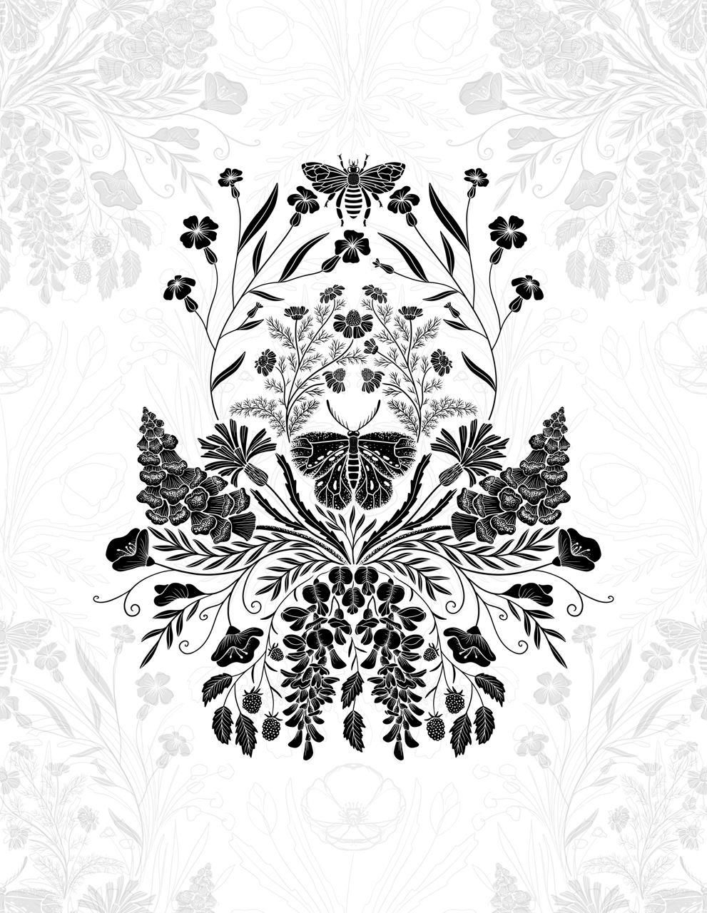 Wildflower Botanical Damask Pattern - image 3 - student project