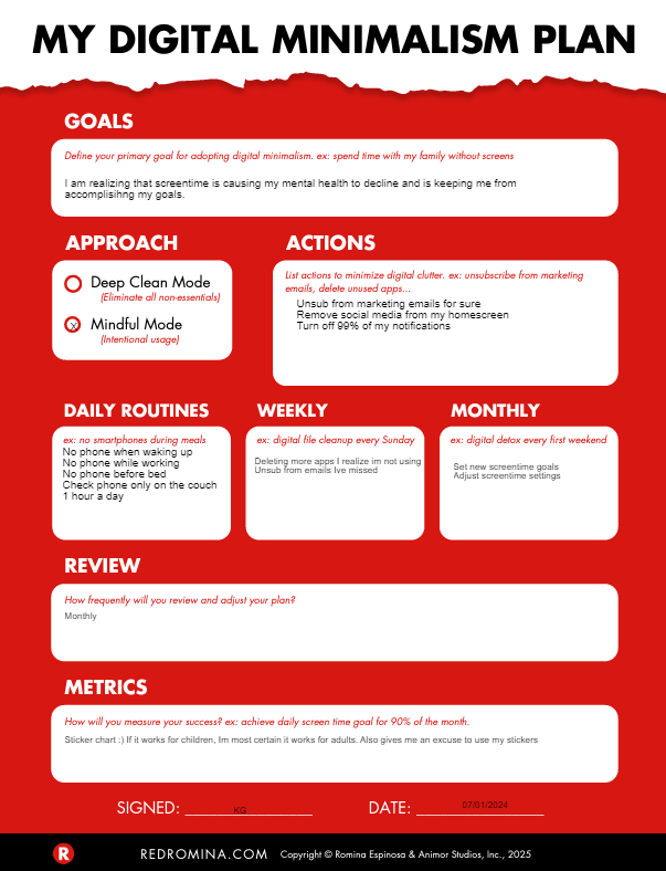 My Digital Minimalism Plan - image 1 - student project