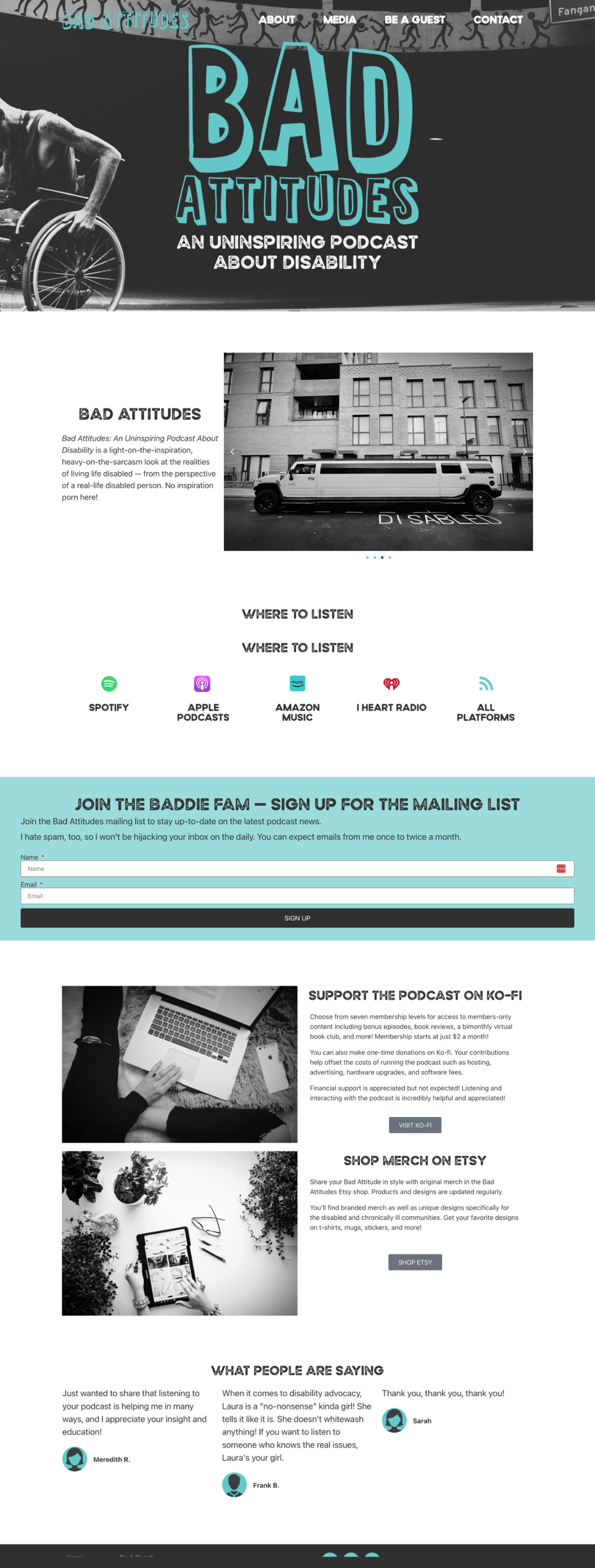 Bad Attitudes Podcast Website - image 1 - student project