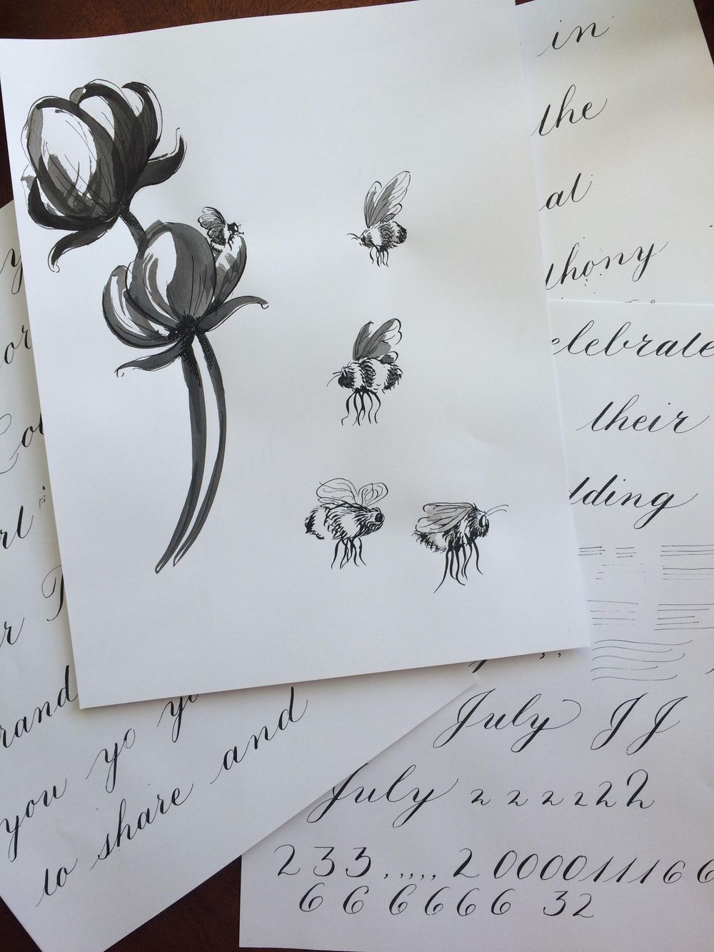 Flowers & Bees Invites - image 2 - student project