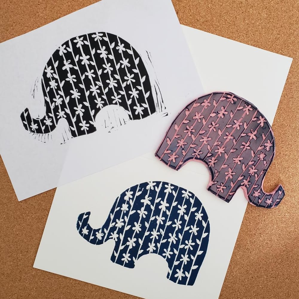 Elephant Lino Print - image 1 - student project