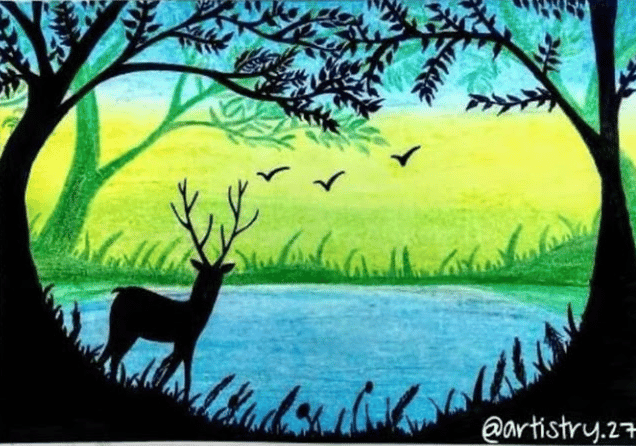 Oil pastel scenery - image 1 - student project