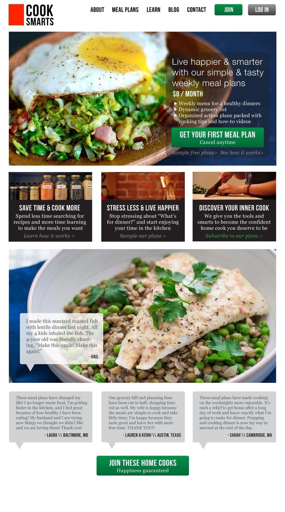 Cook Smarts Meal Planning Service landing page - image 1 - student project