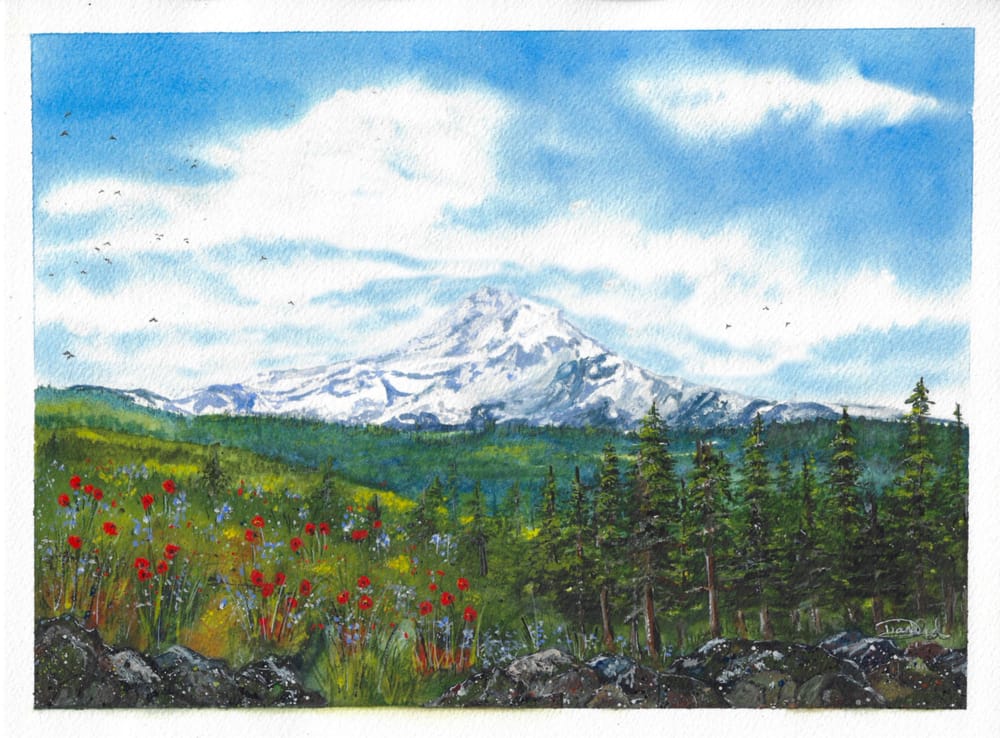 Majestic Mt. Hood~Watercolor Mountains - image 1 - student project