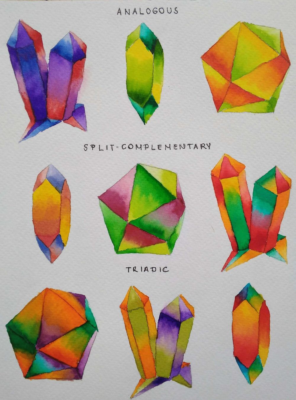 Practice makes perfect - watercolor crystals - image 1 - student project