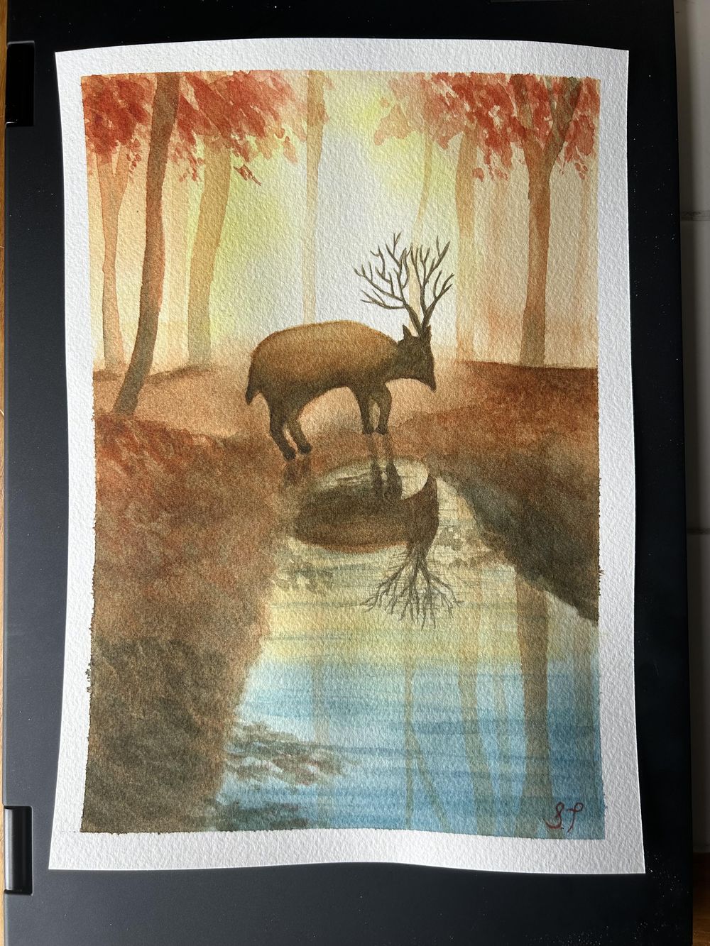 Apprenez la peinture à l'aquarelle de beau paysage forestier d'automne avec  des arbres et des cerfs | Shiba Basan | Skillshare, image size:1000x1333