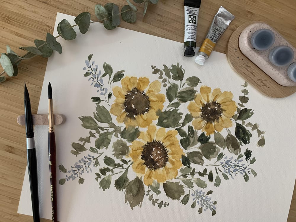 Watercolor Sunflower - image 1 - student project