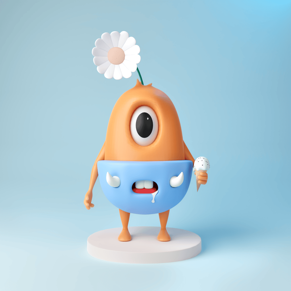 Cute monster with a flower - image 1 - student project