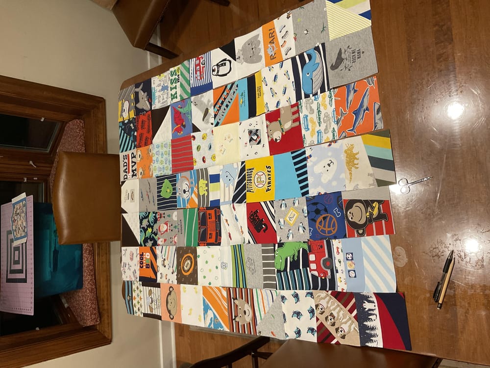 Baby clothes memory quilt in progress - image 1 - student project