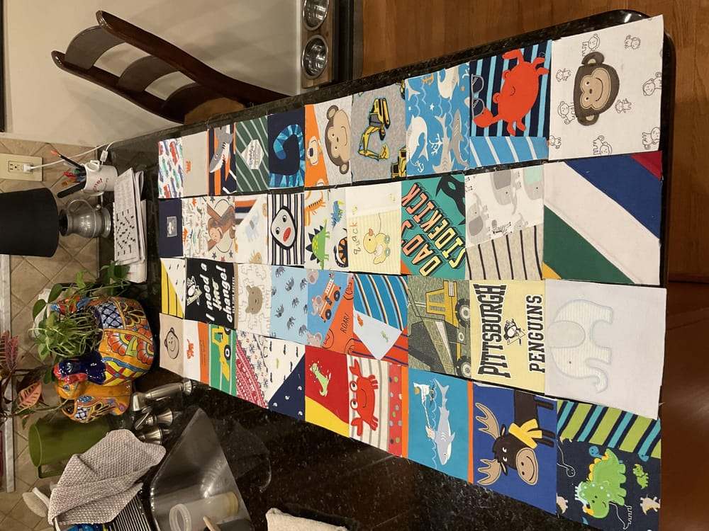 Baby clothes memory quilt in progress - image 2 - student project