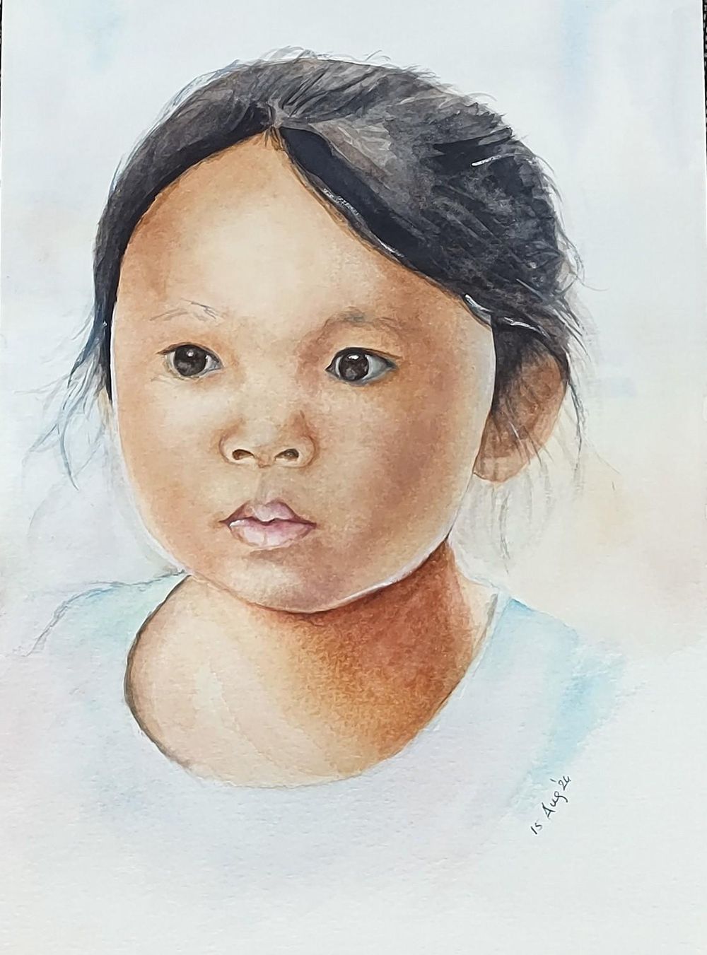 Realistic watercolour Portrait - image 1 - student project