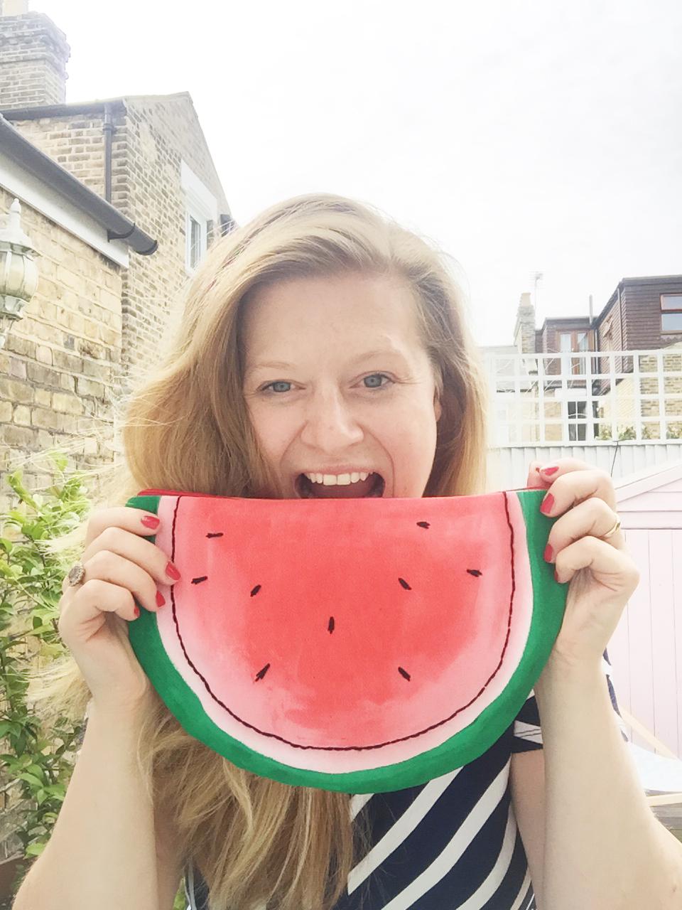 D.I.Y. hand painted watermelon clutch bag, now live! - image 1 - student project