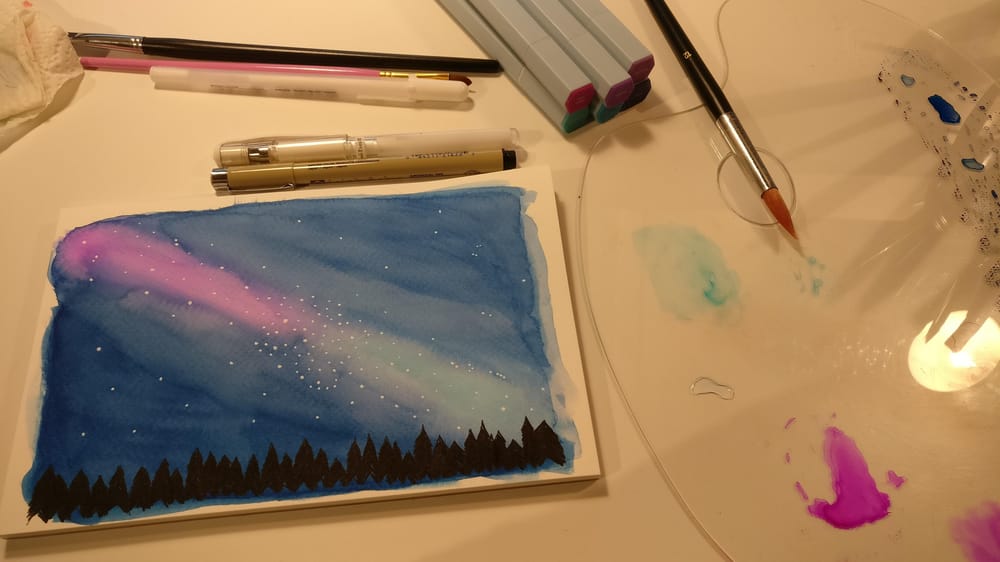 Different watercoloring tools - image 1 - student project