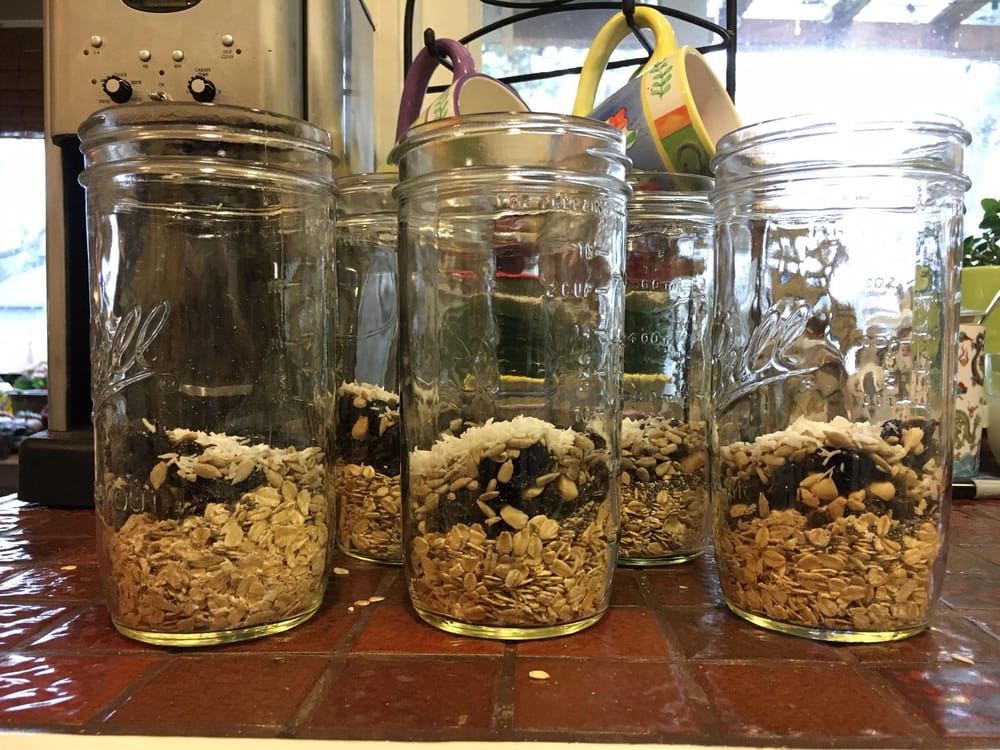 Oatmeal with seeds, nuts, dried fruits, and shredded coconut - image 1 - student project