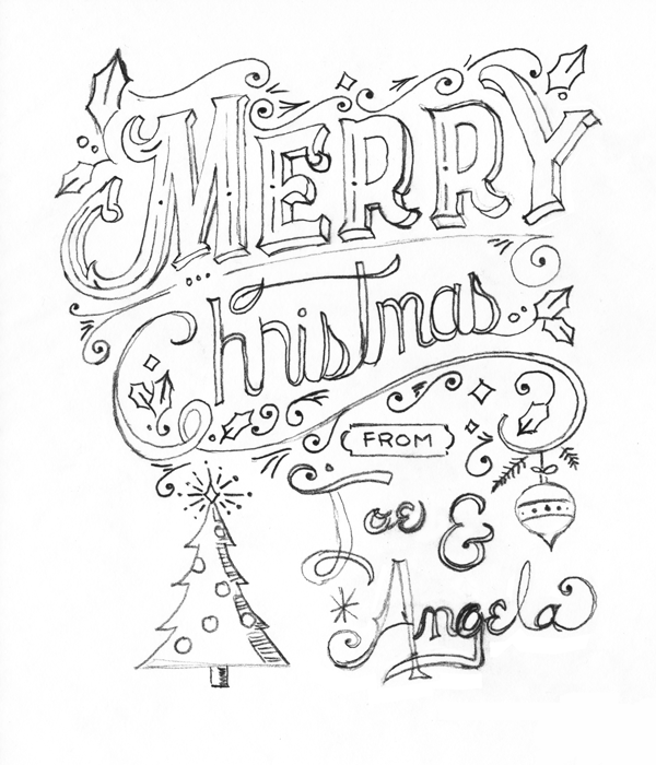 5x7 Hand lettered holiday greeting card - image 3 - student project